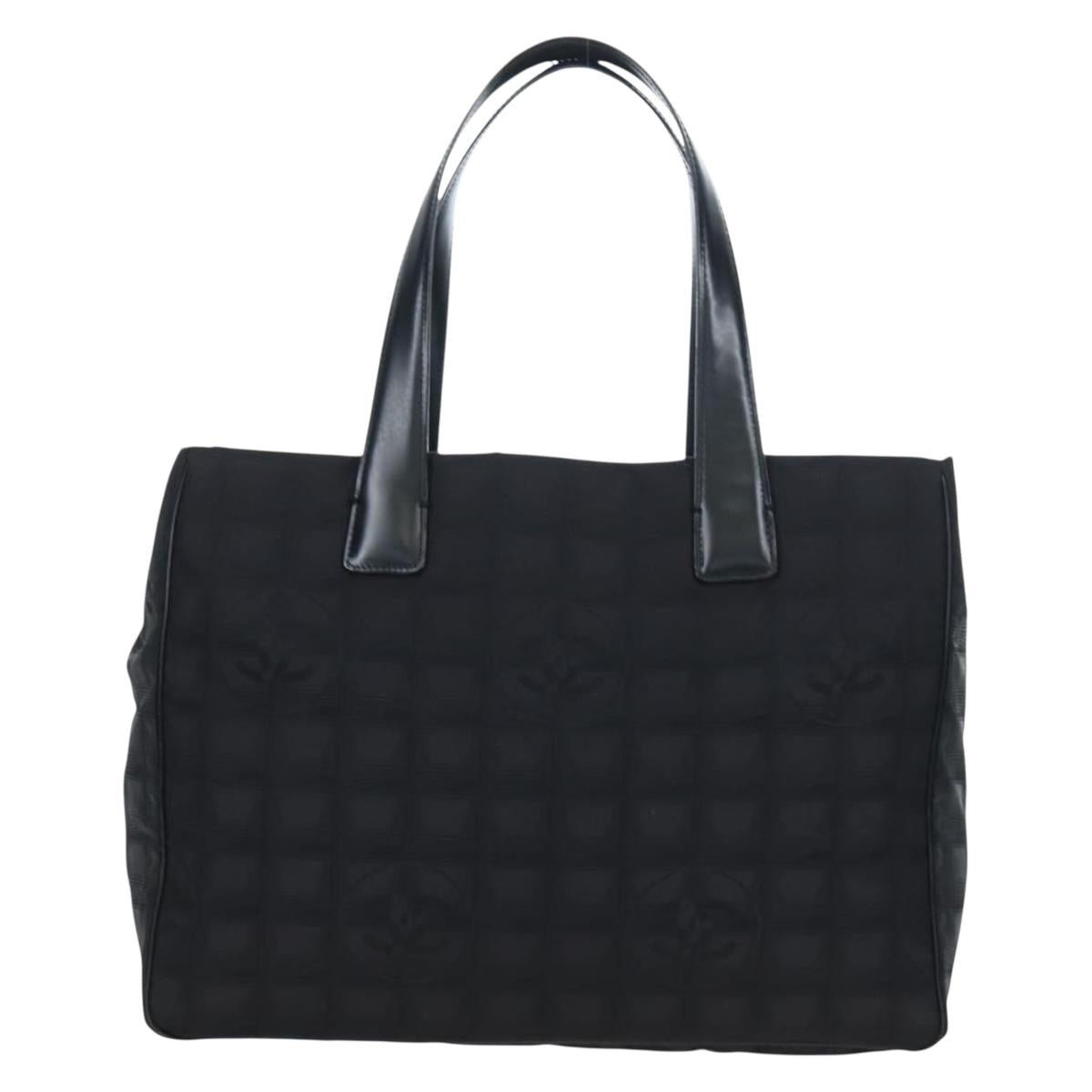 CHANEL New Travel Line Tote Bag Nylon Black Gold CC Auth am12136V
