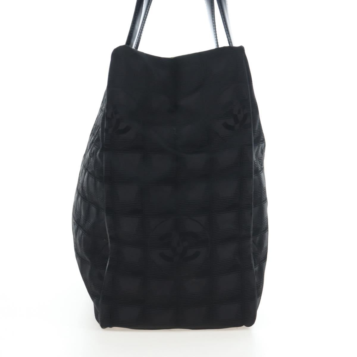 CHANEL New Travel Line Tote Bag Nylon Black Gold CC Auth am12136V