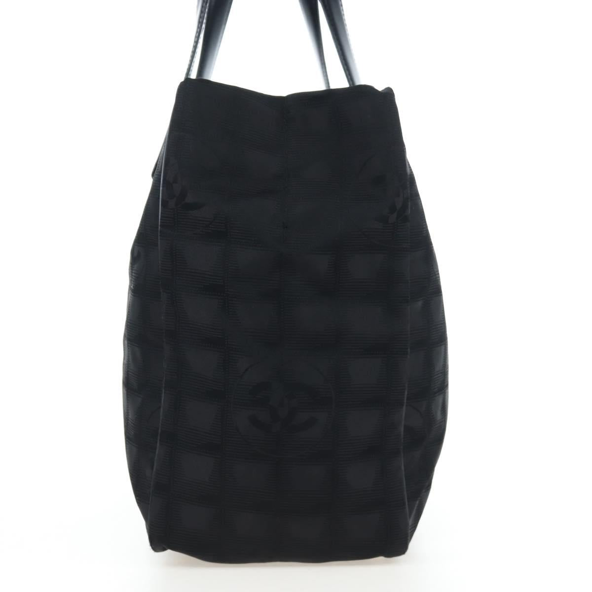 CHANEL New Travel Line Tote Bag Nylon Black Gold CC Auth am12136V
