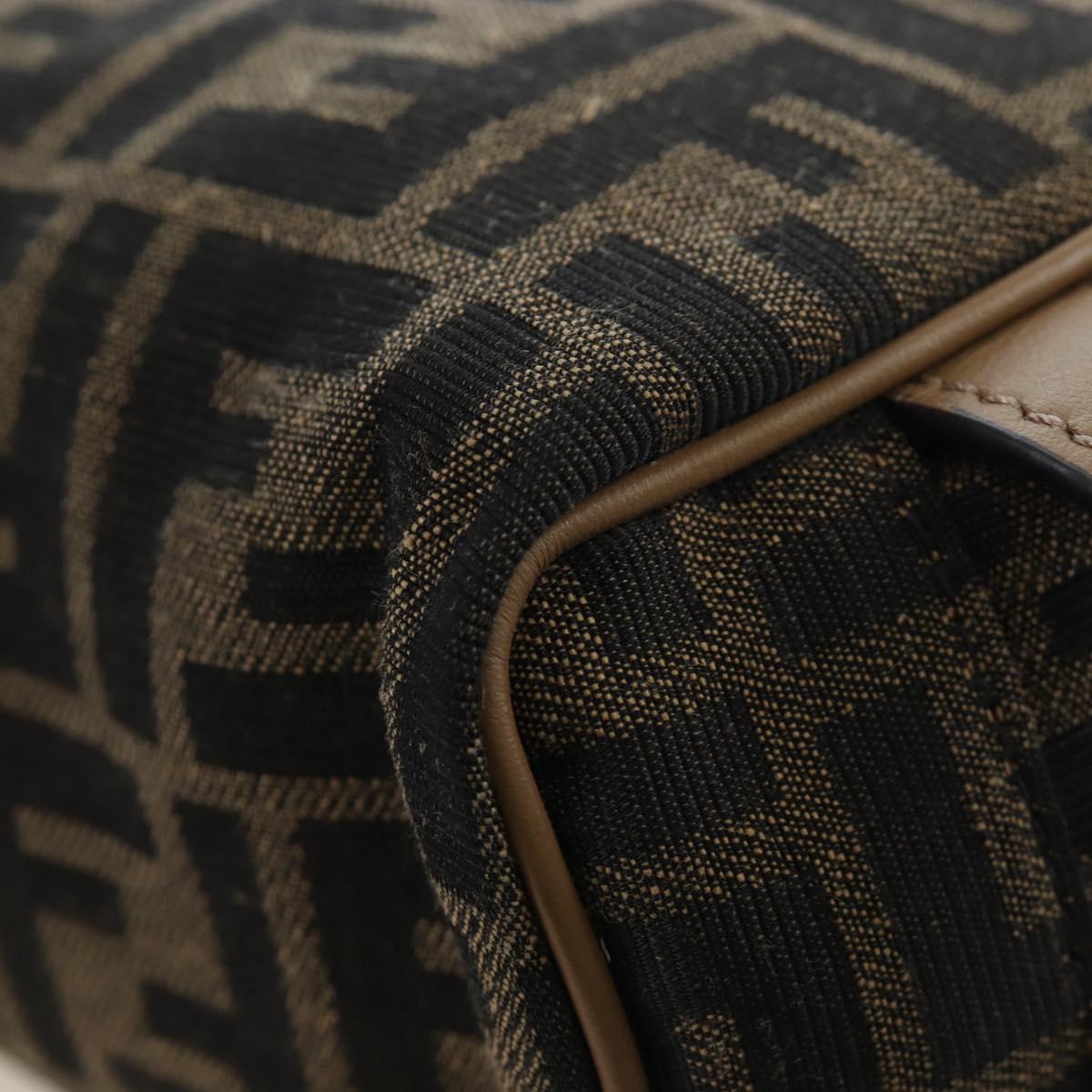 FENDI Zucca Canvas Clutch Bag Black Brown Auth am12138V