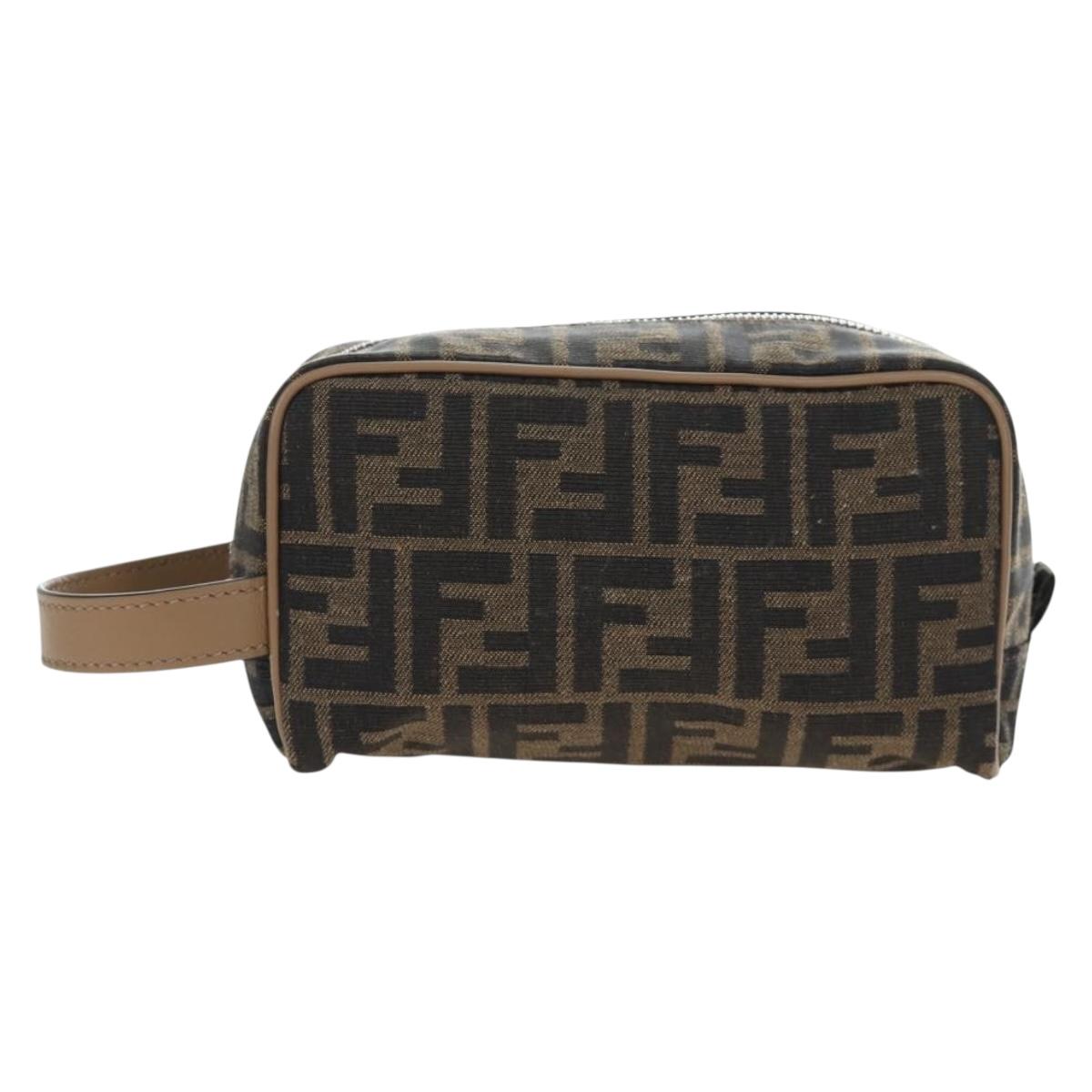 FENDI Zucca Canvas Clutch Bag Black Brown Auth am12138V