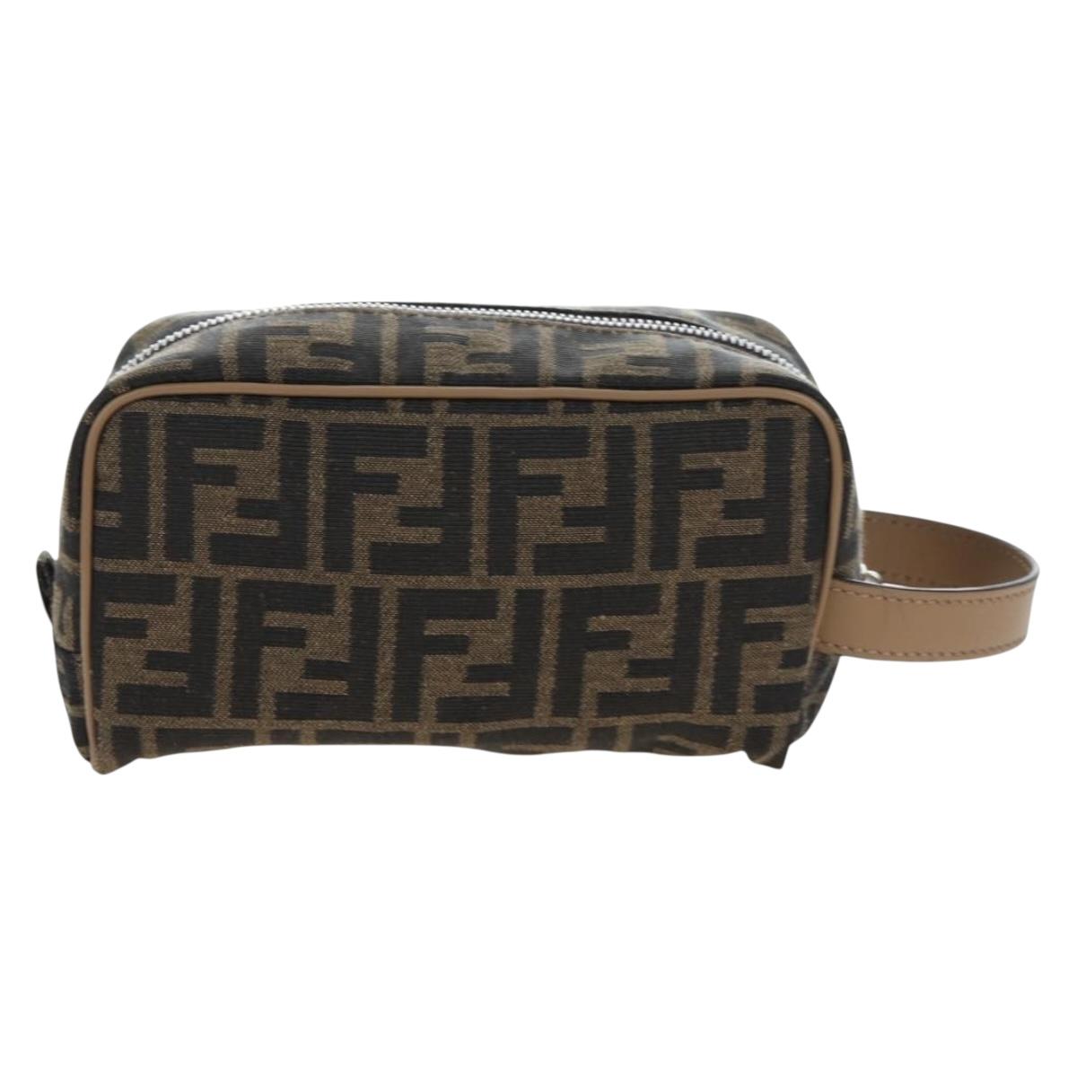 FENDI Zucca Canvas Clutch Bag Black Brown Auth am12138V