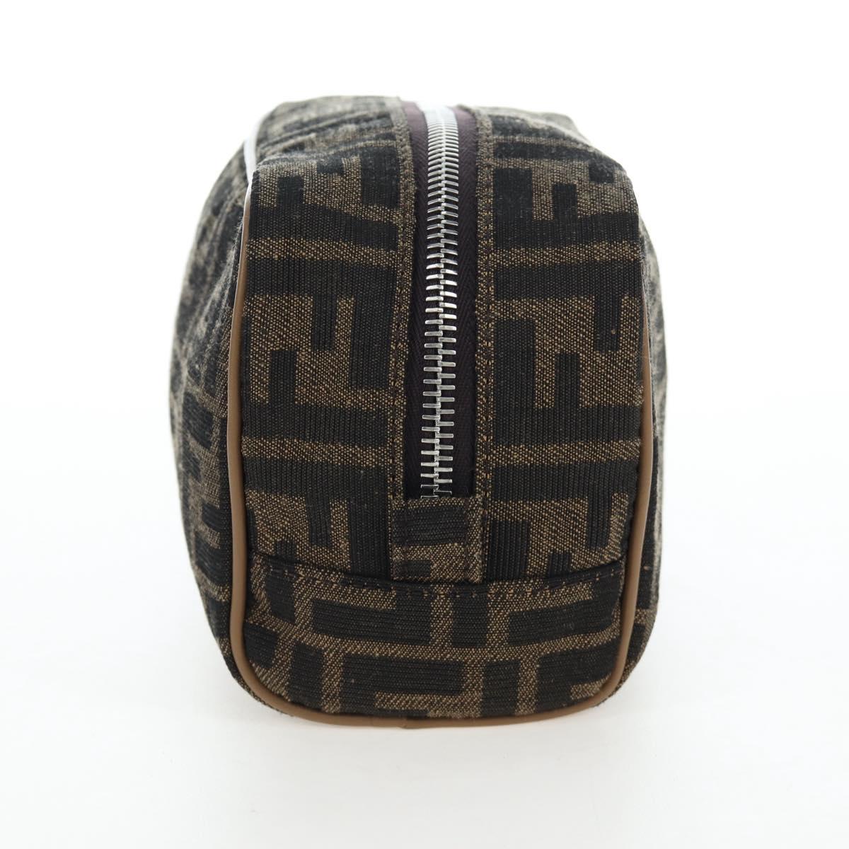 FENDI Zucca Canvas Clutch Bag Black Brown Auth am12138V