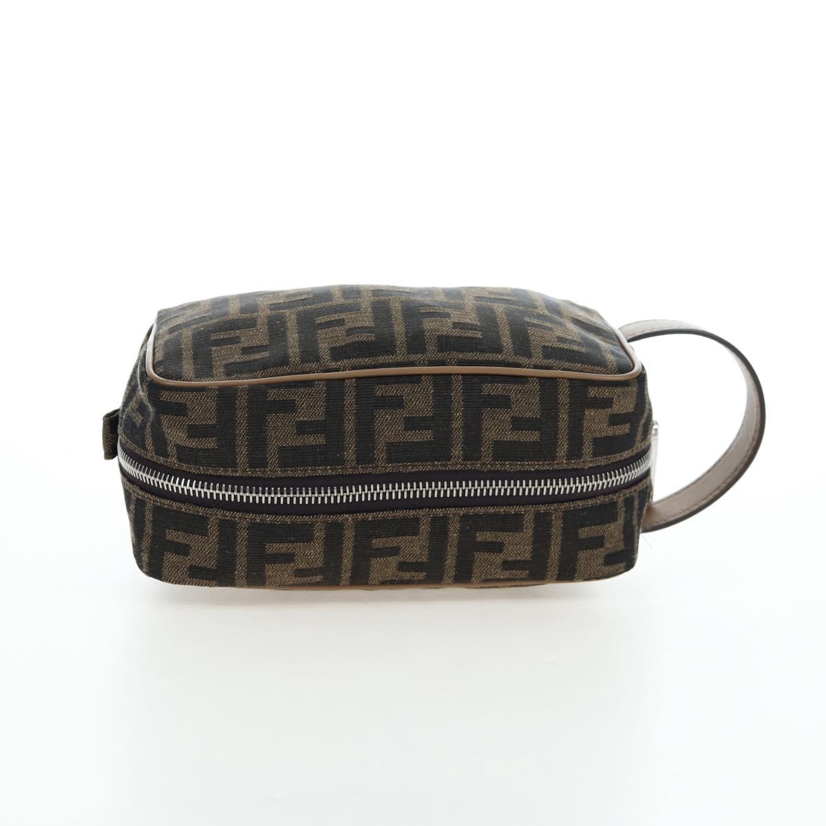 FENDI Zucca Canvas Clutch Bag Black Brown Auth am12138V