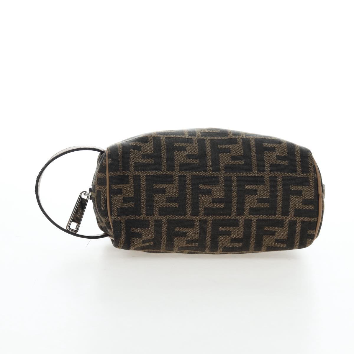 FENDI Zucca Canvas Clutch Bag Black Brown Auth am12138V