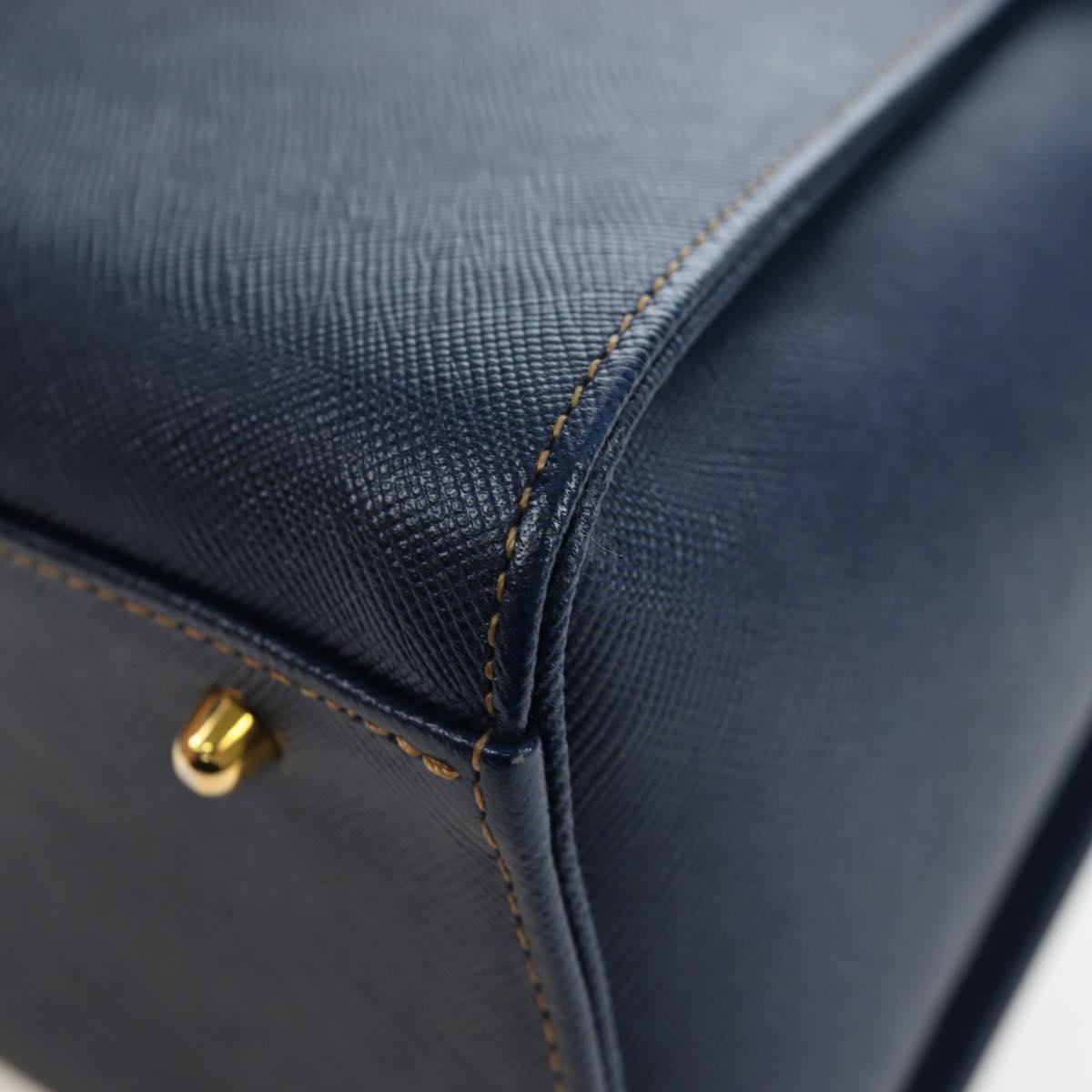 VALENTINO Hand Bag Leather 2way Blue Gold Auth am12139V