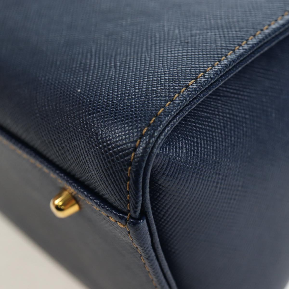 VALENTINO Hand Bag Leather 2way Blue Gold Auth am12139V