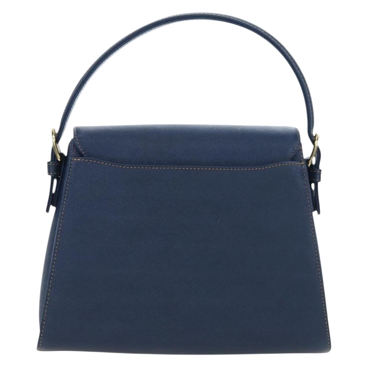 VALENTINO Hand Bag Leather 2way Blue Gold Auth am12139V