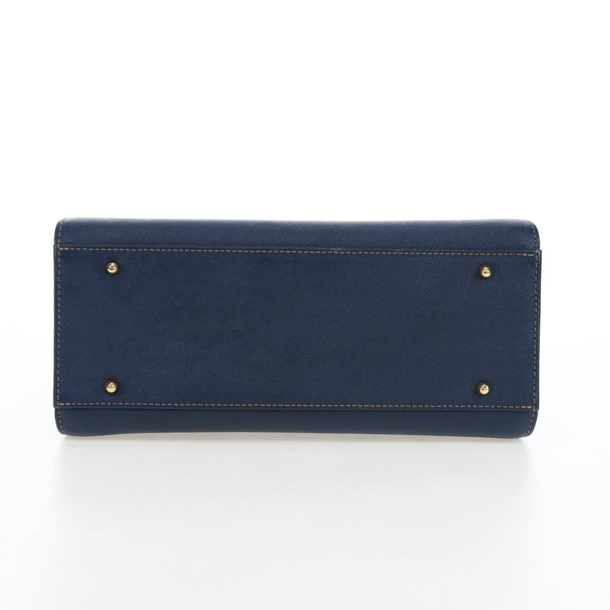 VALENTINO Hand Bag Leather 2way Blue Gold Auth am12139V