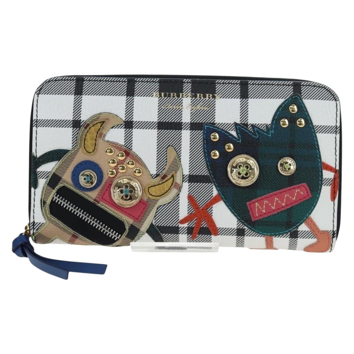 BURBERRY Christine Applique Round Wallet Leather Multicolor Gold Auth am12140V