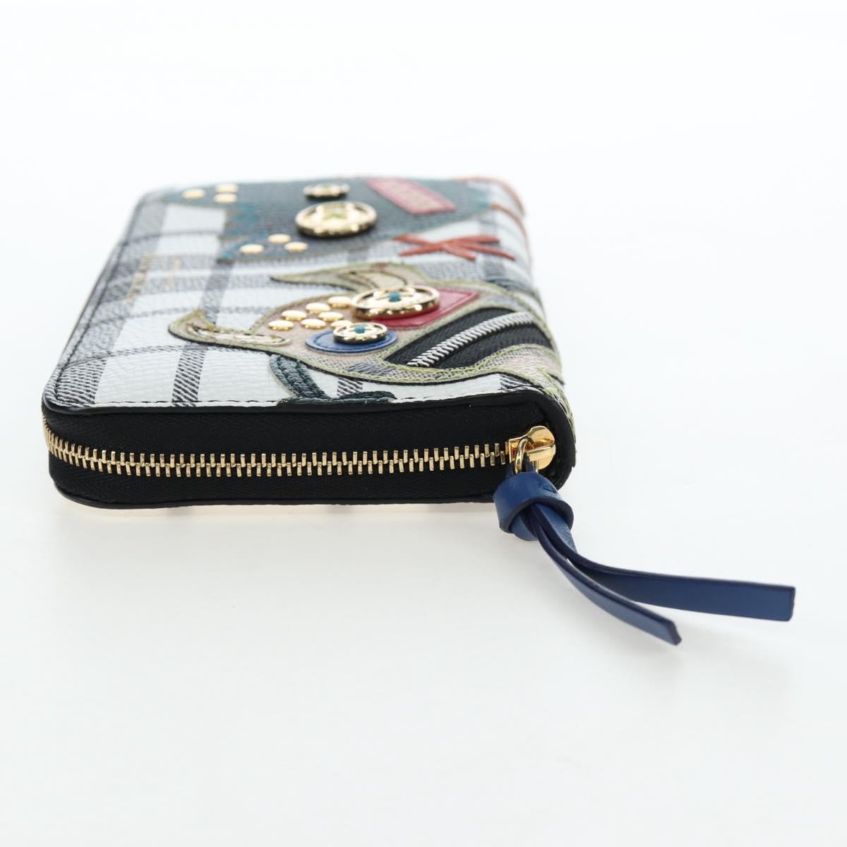 BURBERRY Christine Applique Round Wallet Leather Multicolor Gold Auth am12140V