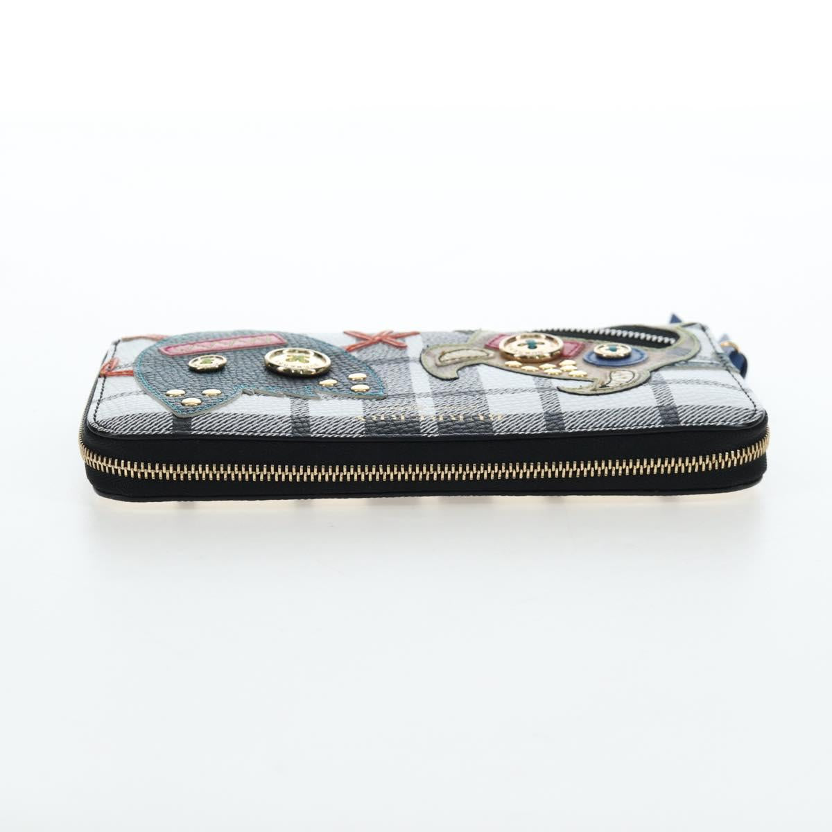 BURBERRY Christine Applique Round Wallet Leather Multicolor Gold Auth am12140V