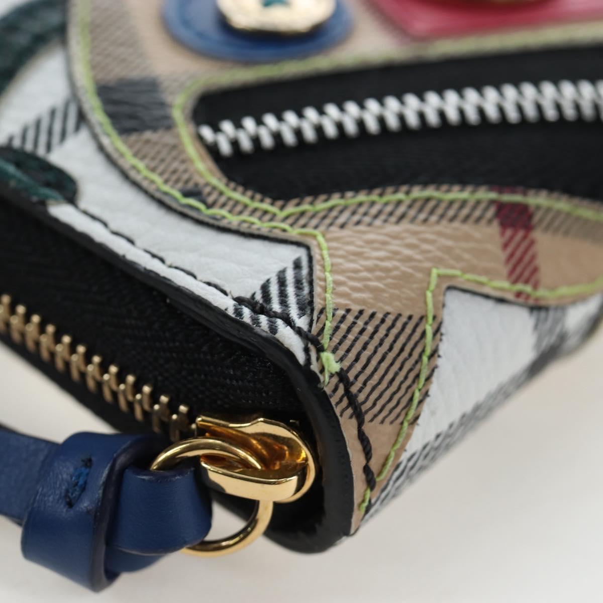 BURBERRY Christine Applique Round Wallet Leather Multicolor Gold Auth am12140V