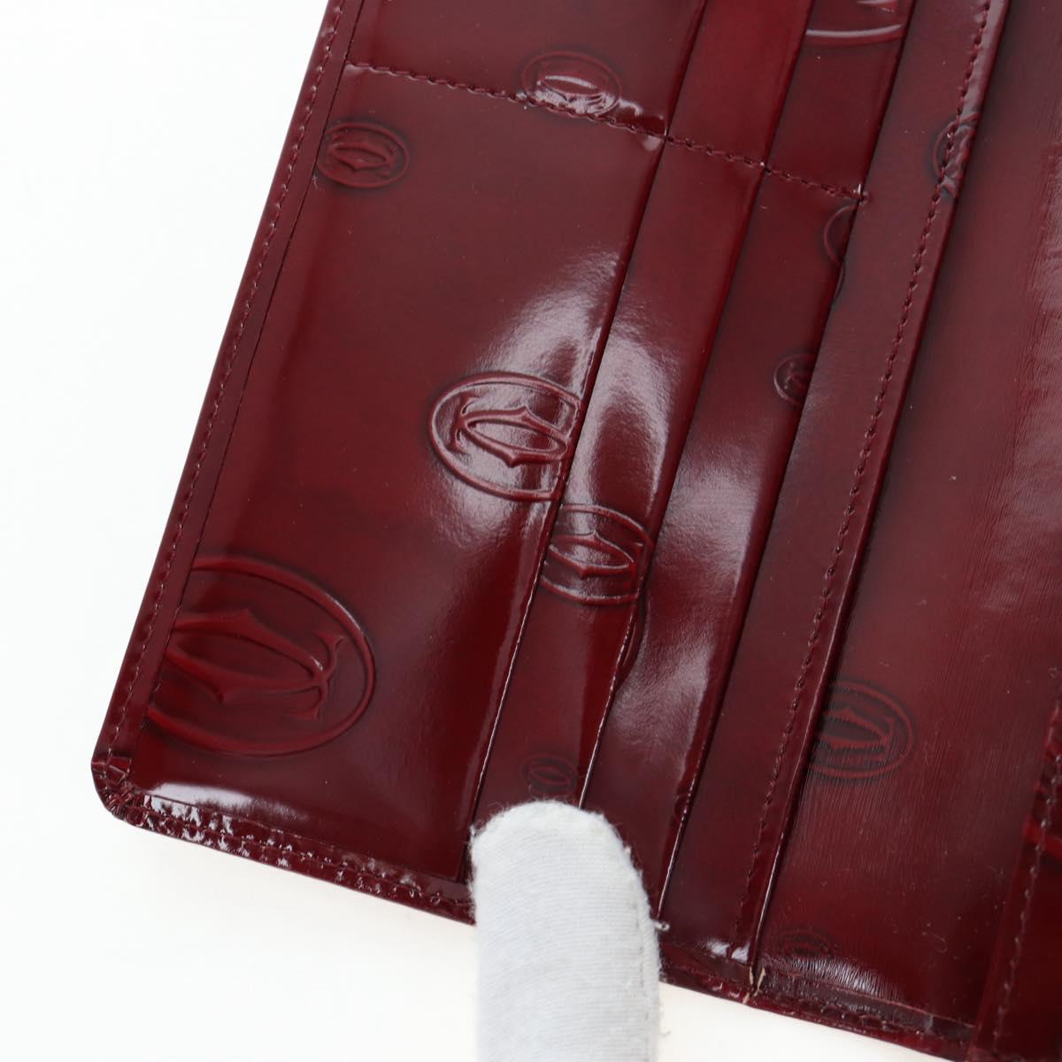 CARTIER happy Birthday Long Wallet Patent leather Bordeaux Auth am12142V