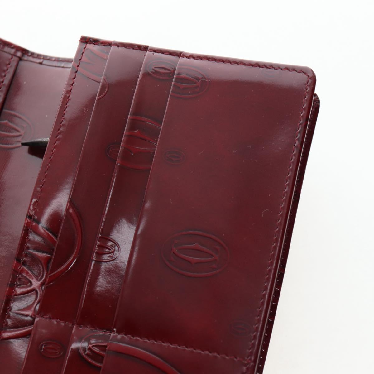 CARTIER happy Birthday Long Wallet Patent leather Bordeaux Auth am12142V