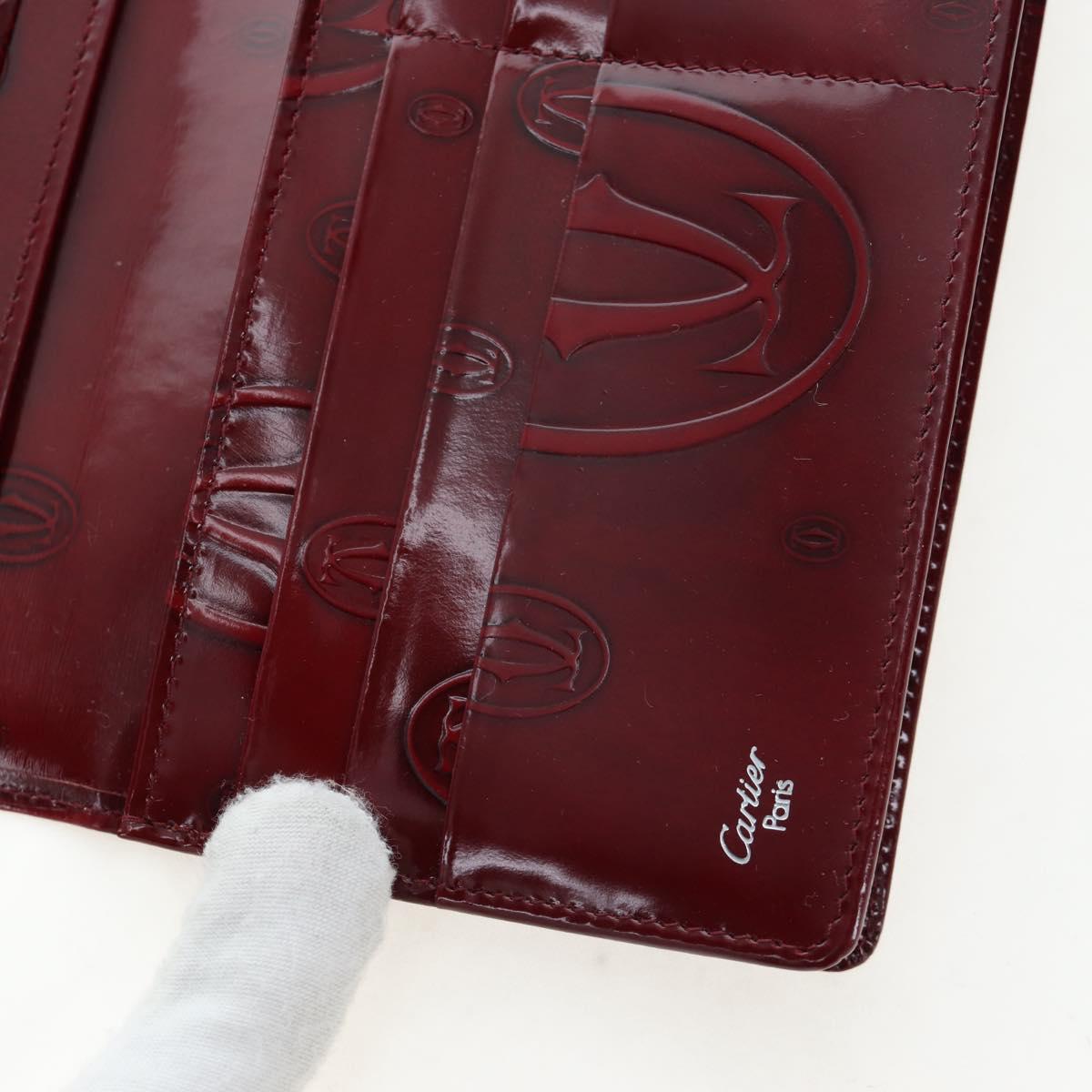 CARTIER happy Birthday Long Wallet Patent leather Bordeaux Auth am12142V