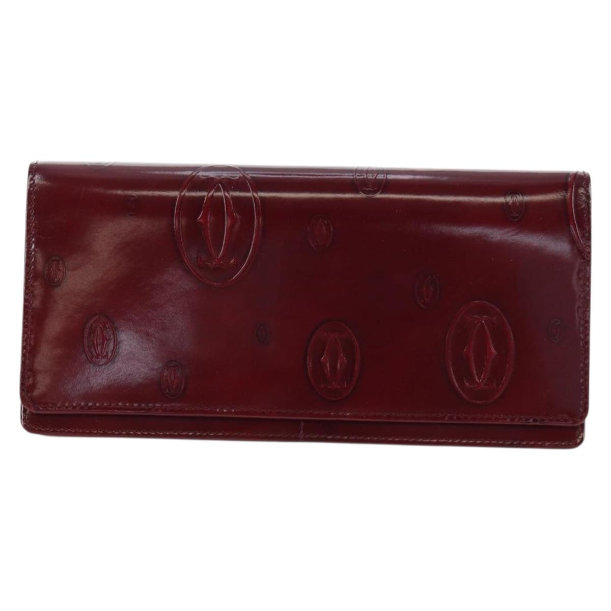 CARTIER happy Birthday Long Wallet Patent leather Bordeaux Auth am12142V
