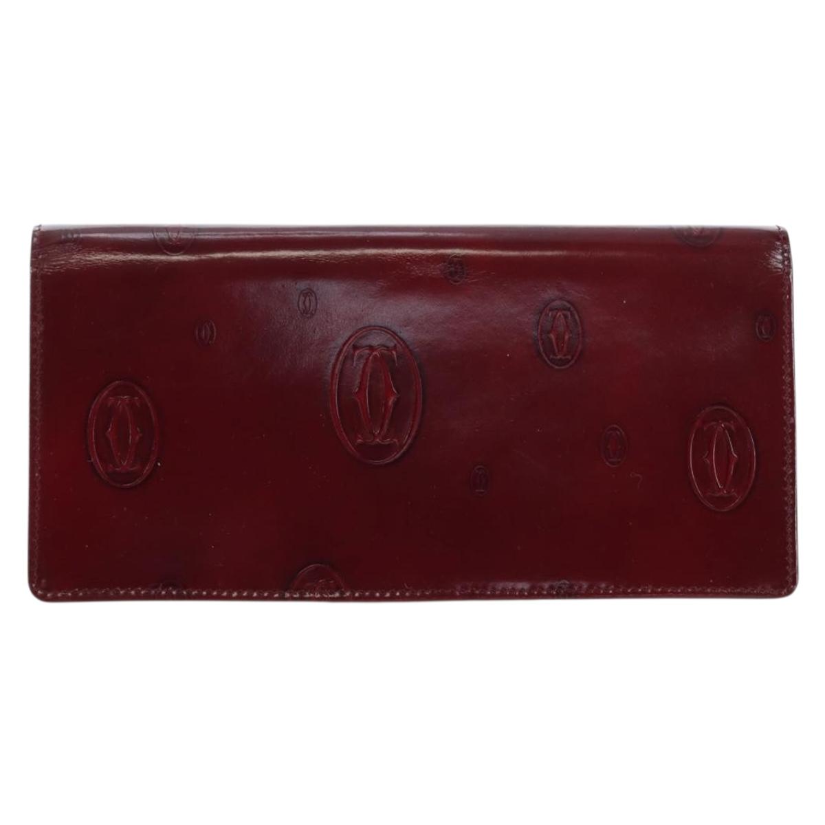 CARTIER happy Birthday Long Wallet Patent leather Bordeaux Auth am12142V