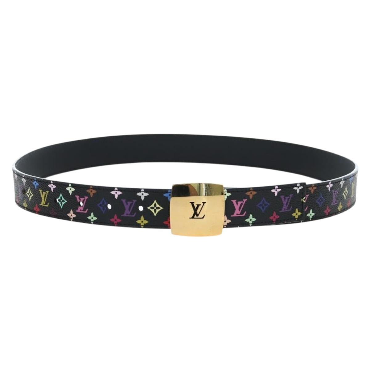 LOUIS VUITTON Multicolor Ceinture LV Cut Belt Black LV Auth am12148A