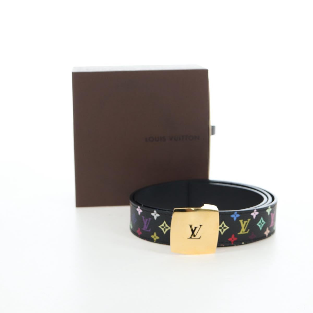 LOUIS VUITTON Multicolor Ceinture LV Cut Belt Black LV Auth am12148A