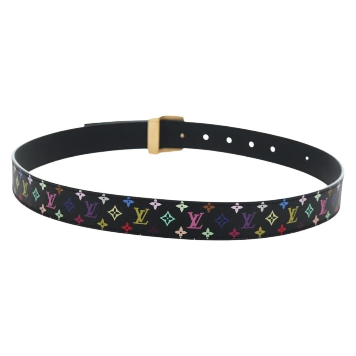 LOUIS VUITTON Multicolor Ceinture LV Cut Belt Black LV Auth am12148A