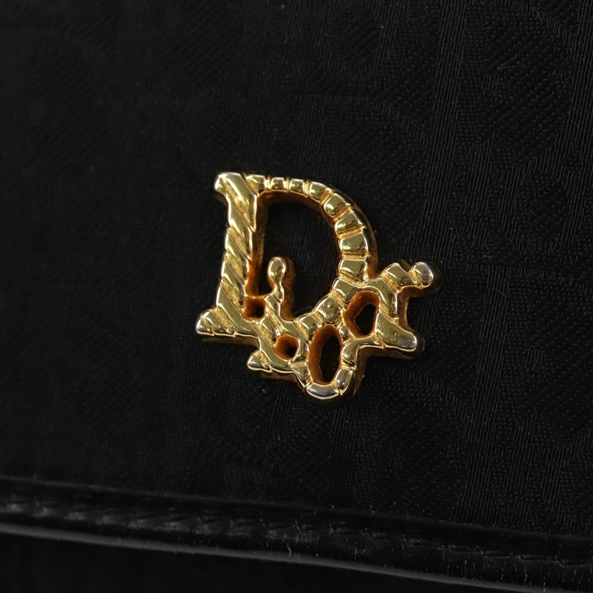 Christian Dior Trotter Canvas Chain Shoulder Bag Black Gold Auth am12151V