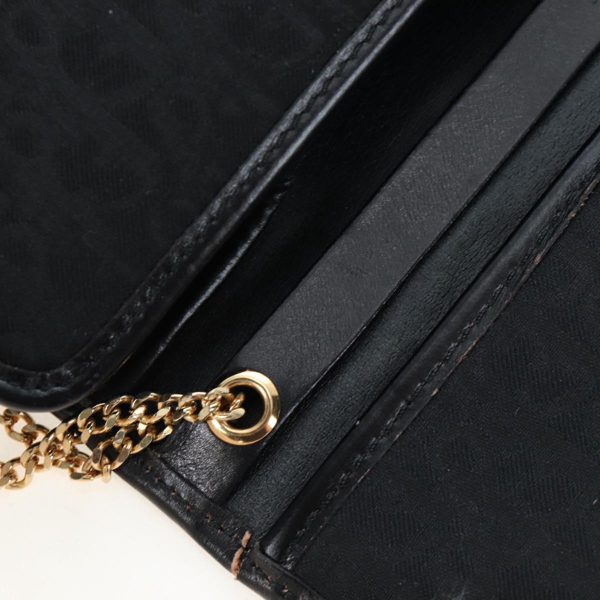 Christian Dior Trotter Canvas Chain Shoulder Bag Black Gold Auth am12151V