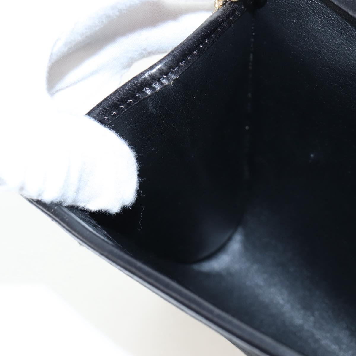 Christian Dior Trotter Canvas Chain Shoulder Bag Black Gold Auth am12151V