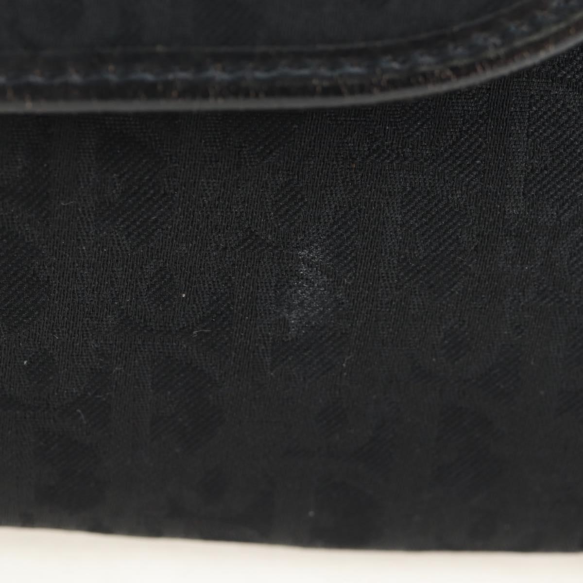Christian Dior Trotter Canvas Chain Shoulder Bag Black Gold Auth am12151V