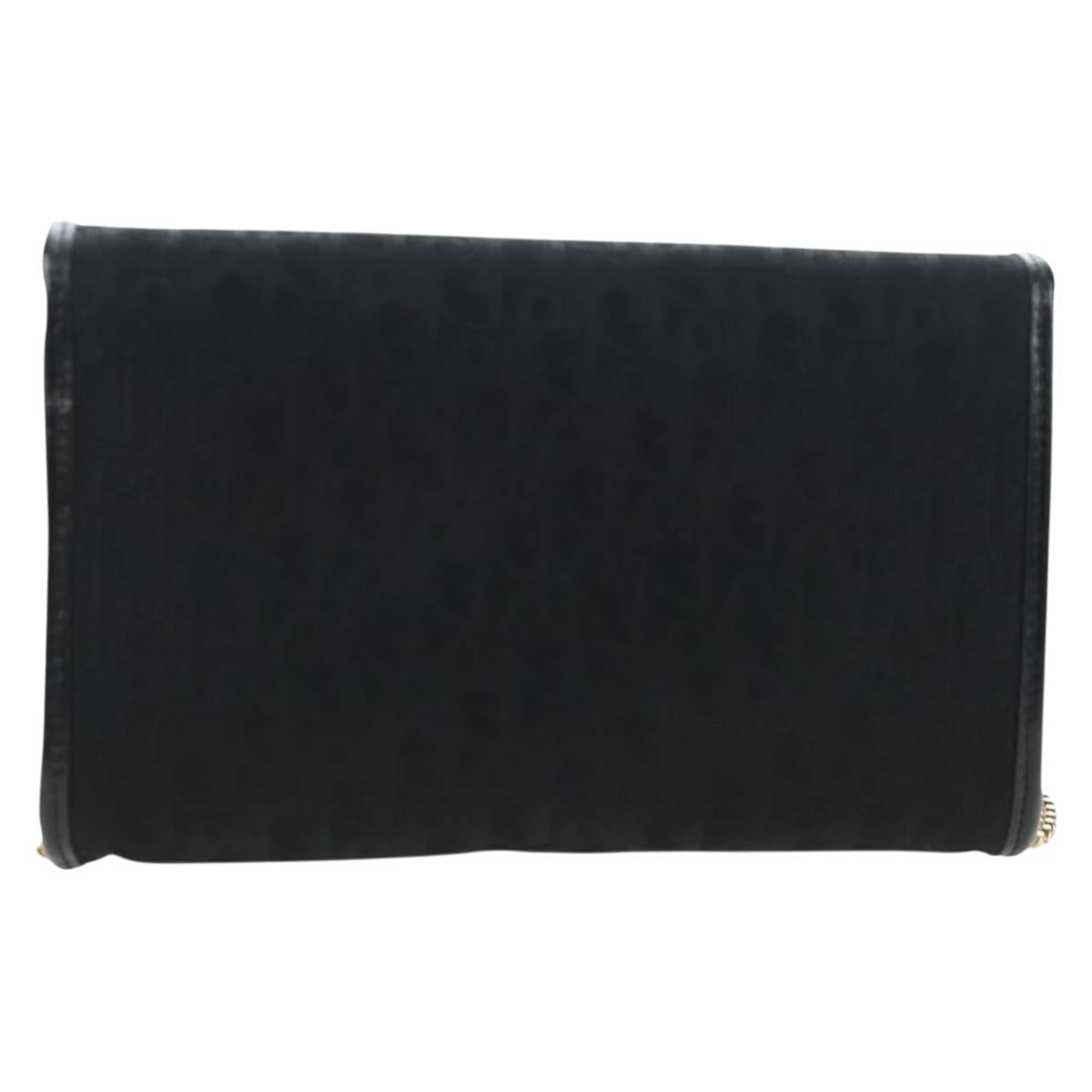 Christian Dior Trotter Canvas Chain Shoulder Bag Black Gold Auth am12151V