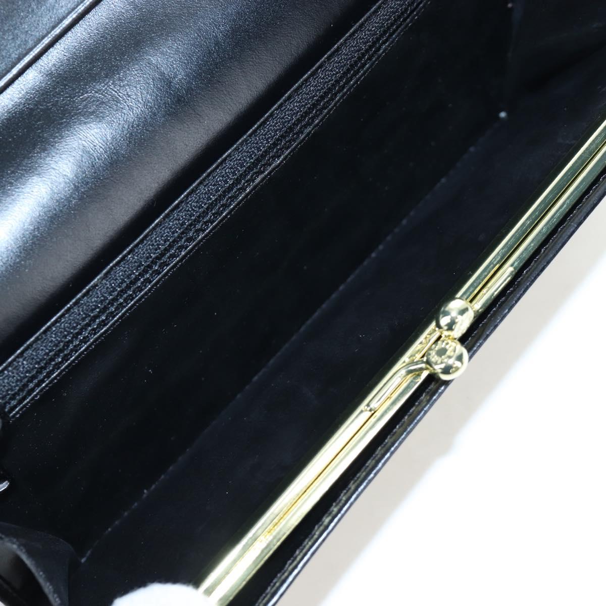 CELINE Macadam Canvas Kiss Lock Long Wallet PVC Leather Black Auth am12152V