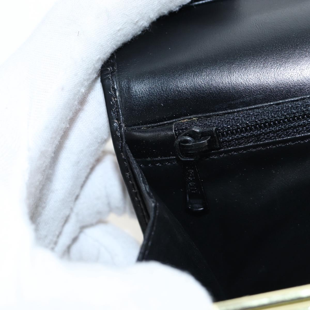 CELINE Macadam Canvas Kiss Lock Long Wallet PVC Leather Black Auth am12152V