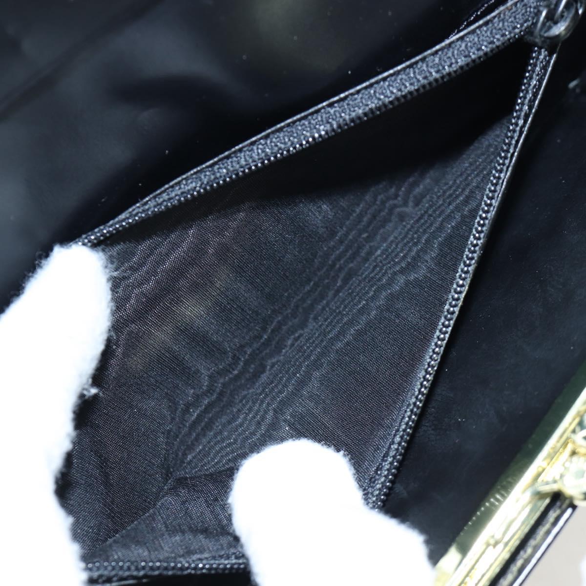 CELINE Macadam Canvas Kiss Lock Long Wallet PVC Leather Black Auth am12152V