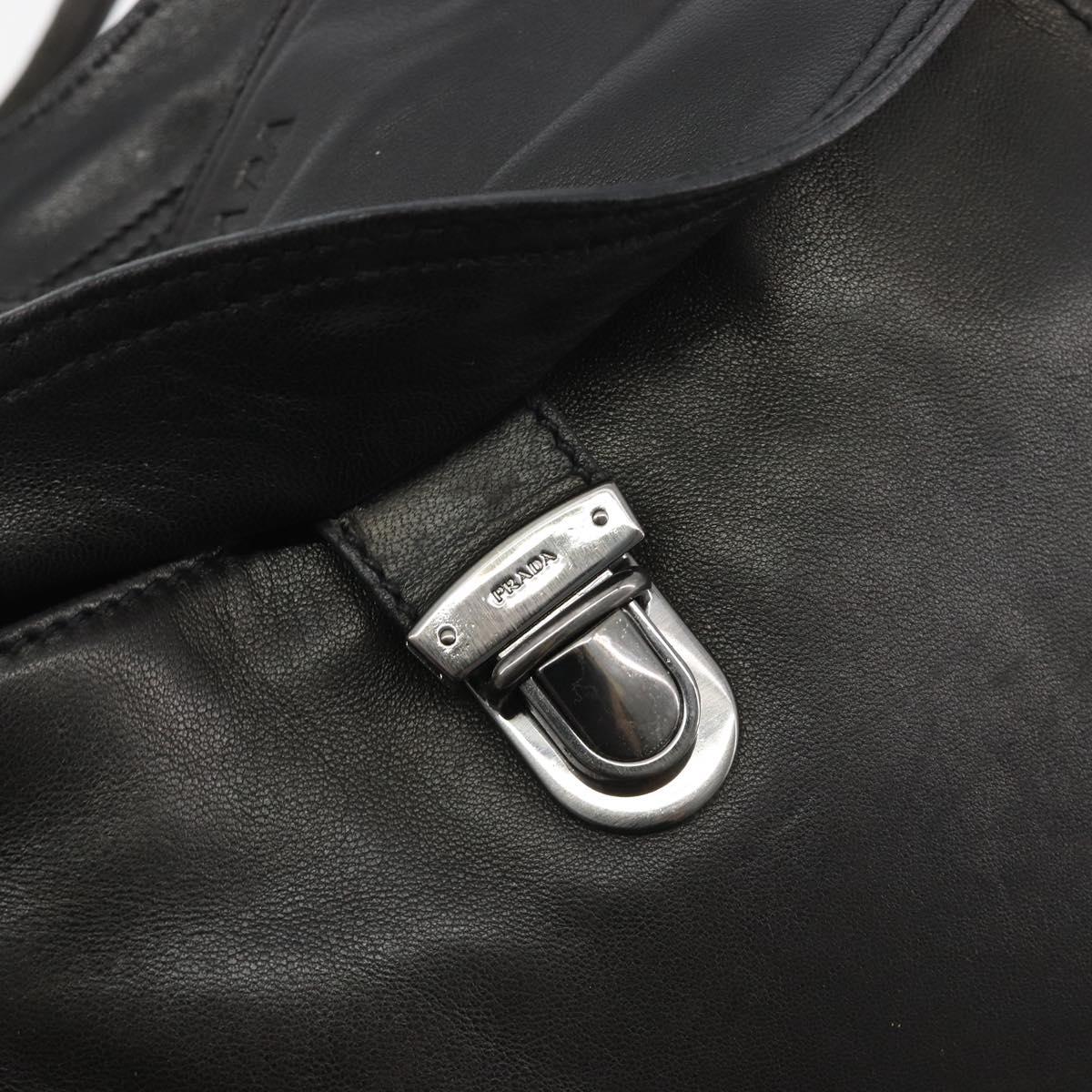 PRADA Tote Bag Leather Black Silver Auth am12153A