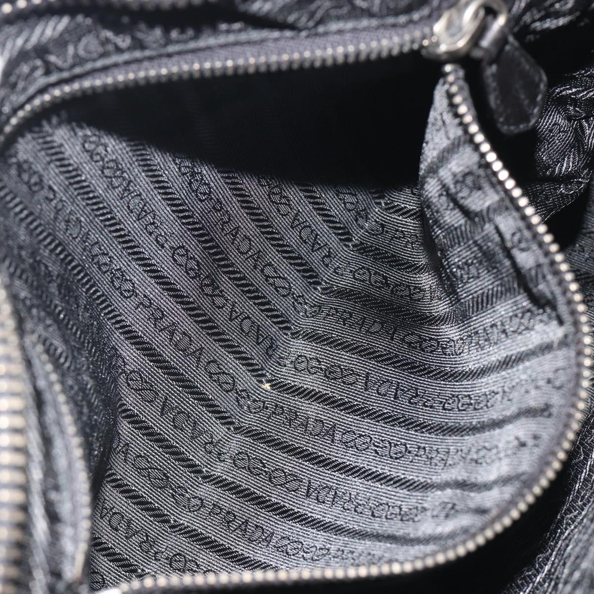 PRADA Tote Bag Leather Black Silver Auth am12153A