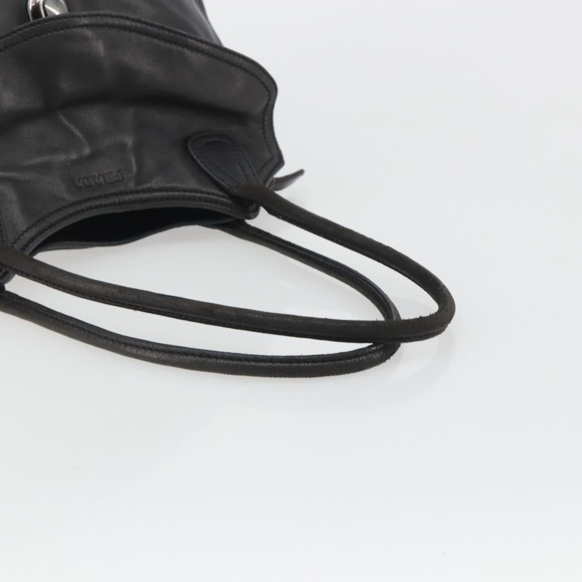 PRADA Tote Bag Leather Black Silver Auth am12153A