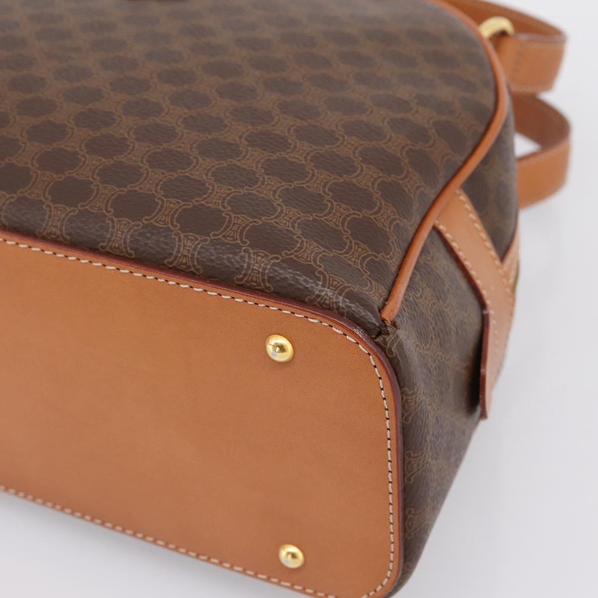 CELINE Macadam Canvas Hand Bag PVC Leather Brown Gold Auth am12157V