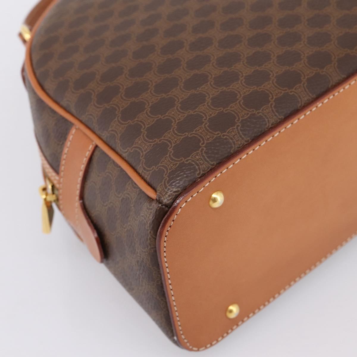 CELINE Macadam Canvas Hand Bag PVC Leather Brown Gold Auth am12157V