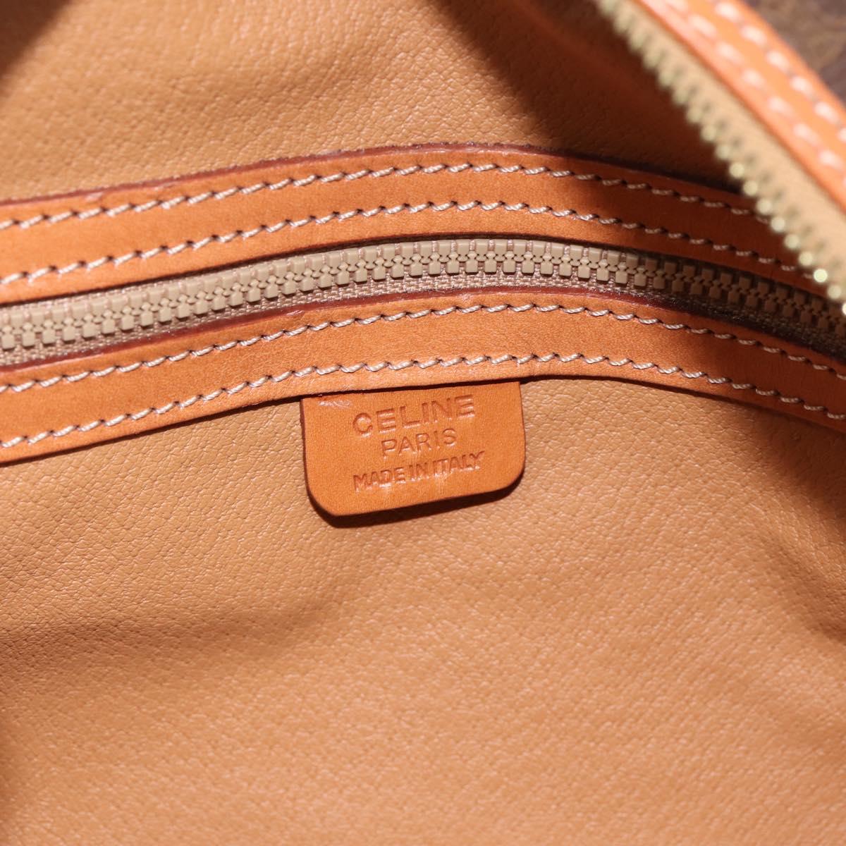CELINE Macadam Canvas Hand Bag PVC Leather Brown Gold Auth am12157V