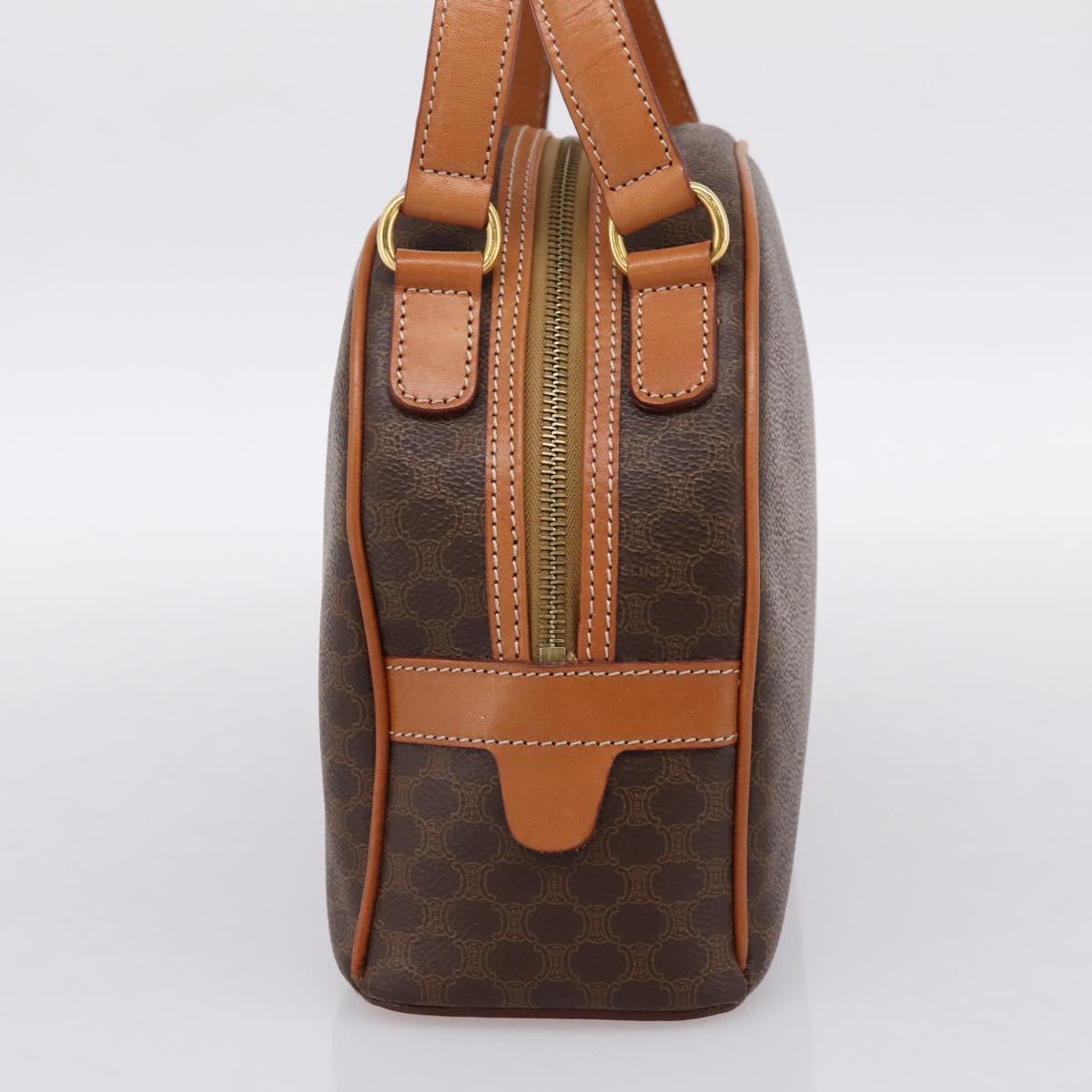 CELINE Macadam Canvas Hand Bag PVC Leather Brown Gold Auth am12157V