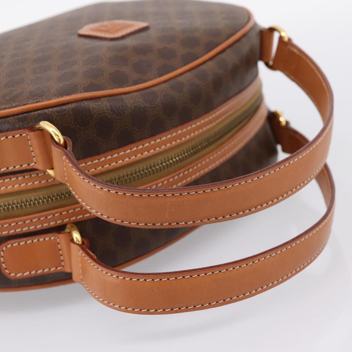 CELINE Macadam Canvas Hand Bag PVC Leather Brown Gold Auth am12157V
