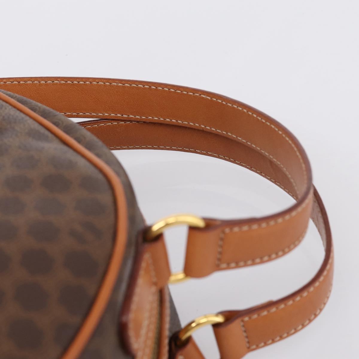 CELINE Macadam Canvas Hand Bag PVC Leather Brown Gold Auth am12157V