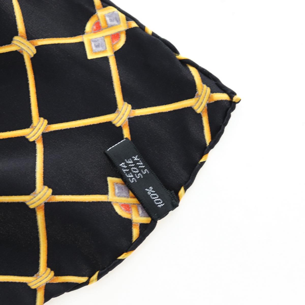CELINE Large Jewelry Pattern Scarf Silk Black Yellow Auth am12158M