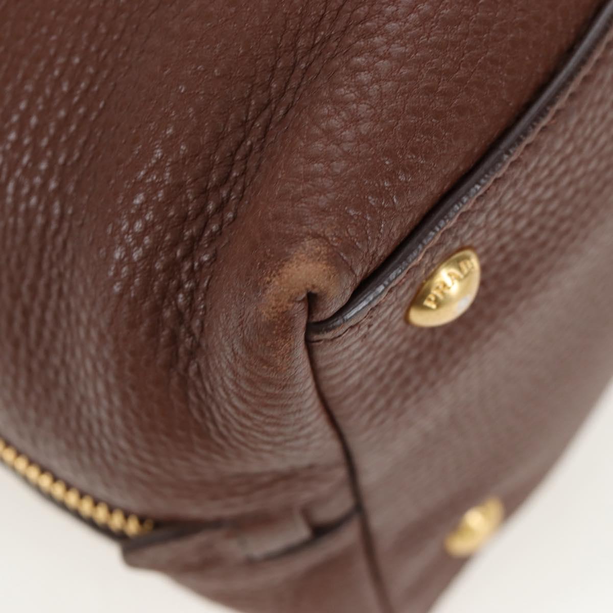 PRADA Shoulder Bag Taurillon Clemence Brown Gold Auth am12161V