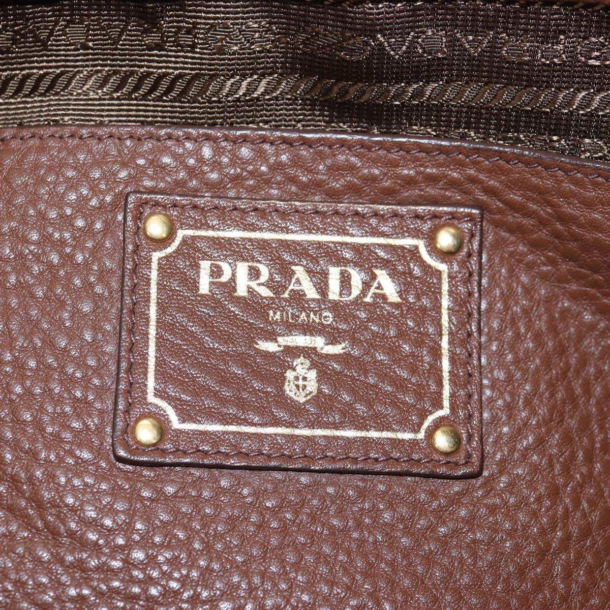 PRADA Shoulder Bag Taurillon Clemence Brown Gold Auth am12161V