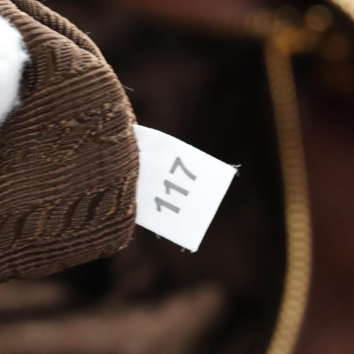PRADA Shoulder Bag Taurillon Clemence Brown Gold Auth am12161V