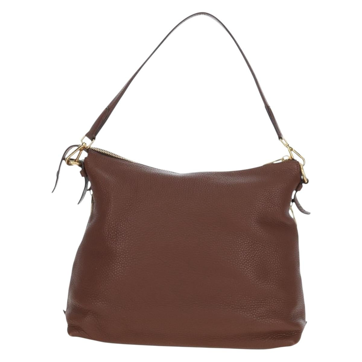 PRADA Shoulder Bag Taurillon Clemence Brown Gold Auth am12161V