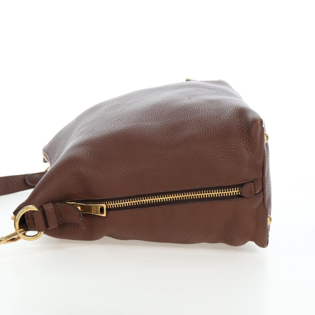 PRADA Shoulder Bag Taurillon Clemence Brown Gold Auth am12161V