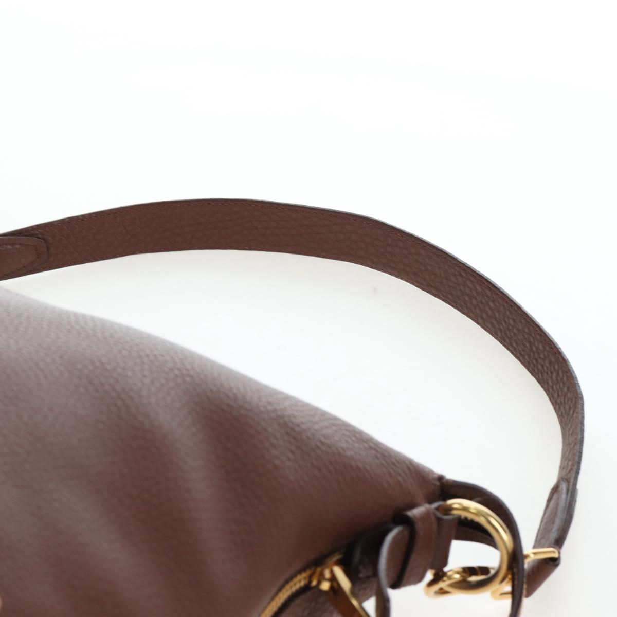 PRADA Shoulder Bag Taurillon Clemence Brown Gold Auth am12161V