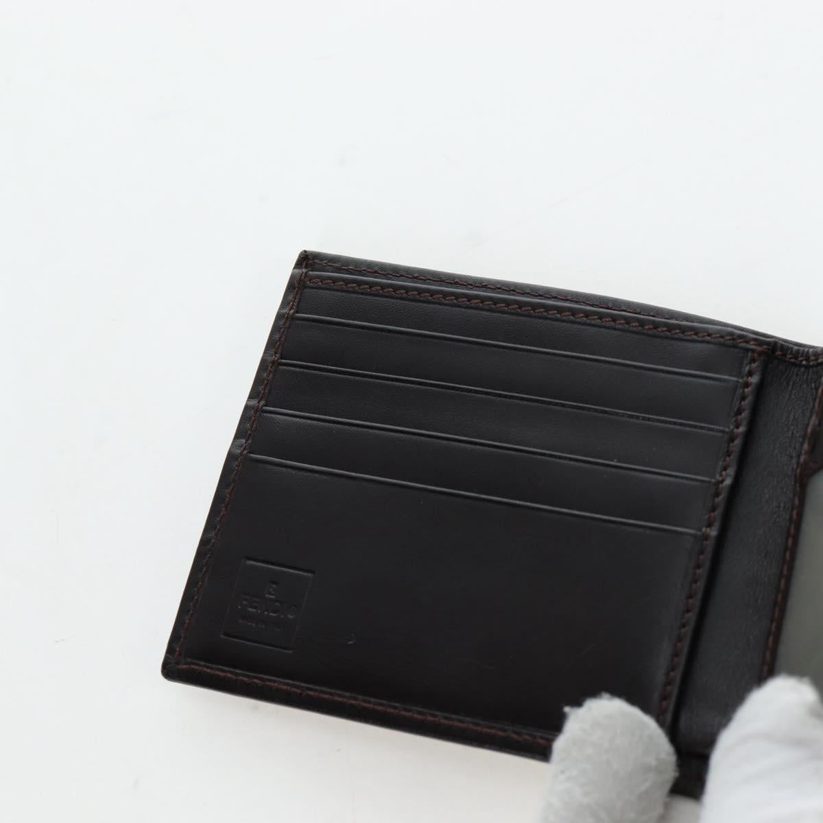 FENDI Zucca Canvas Bifold Wallet Black Brown Auth am12162V